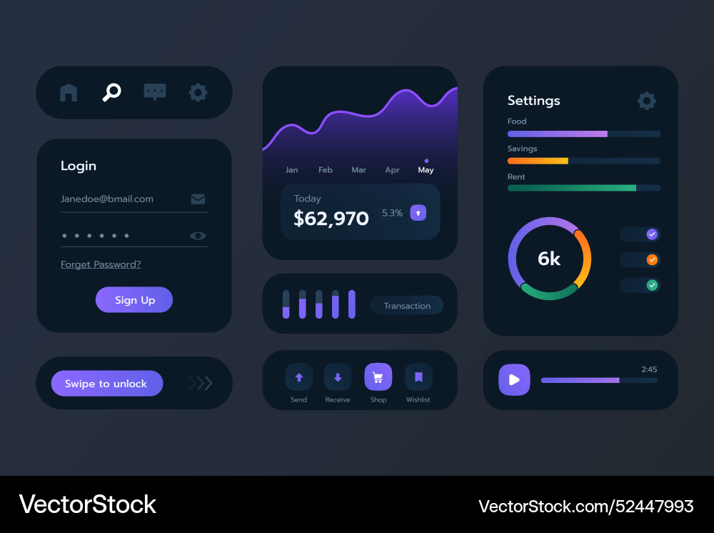 Gradient uiux elements vector image