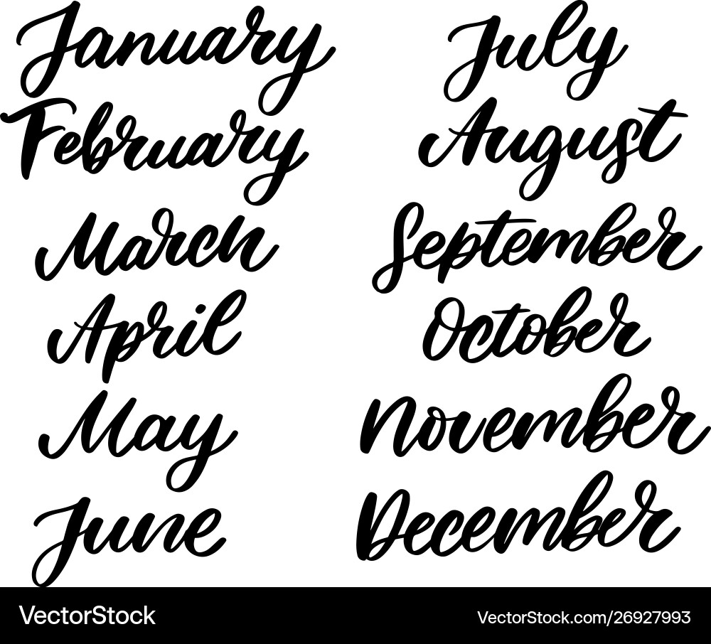 Handwritten names months december january Handwritten names months december january vector image