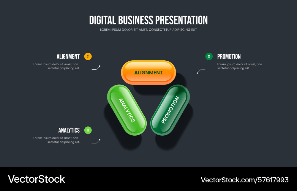 Project insight 3 element diagram slide template Vector Image