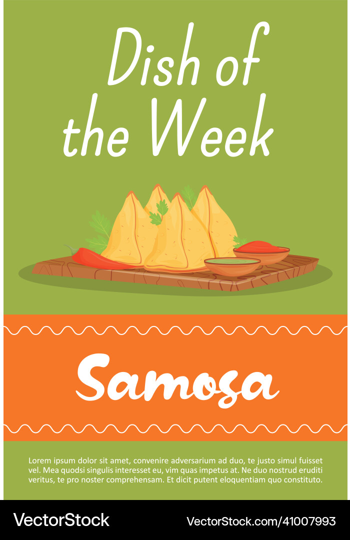 Samosa traditionelle indische Mahlzeit Poster flach Samosa traditionelle indische Mahlzeit Poster flach vektorbild