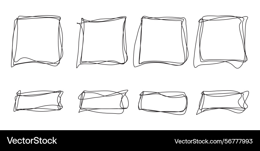 Set of black square frames with scrawl loops Set of black square frames with scrawl loops vector image