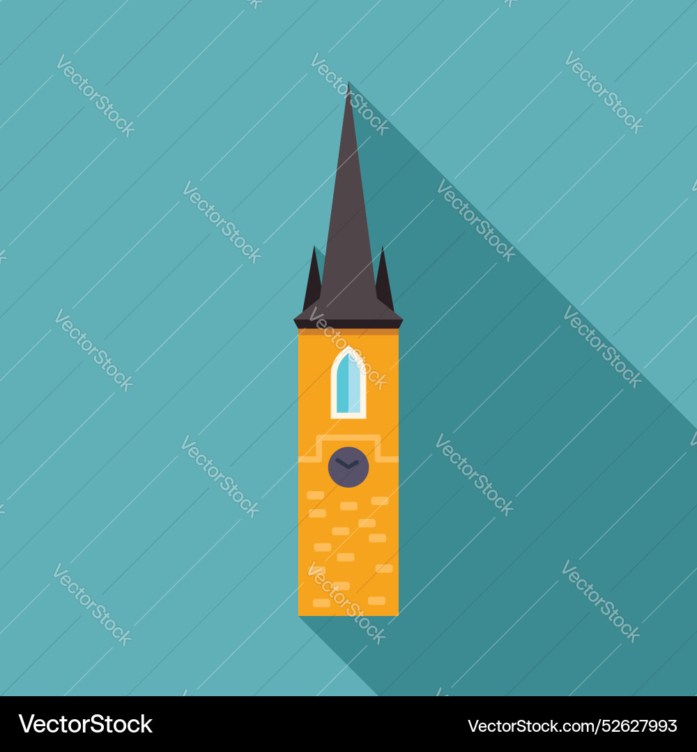 Tall yellow church tower casting long shadow Tall yellow church tower casting long shadow vector image
