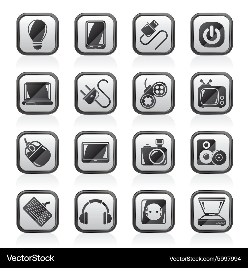 Electronic devices objects icons Vector Image
