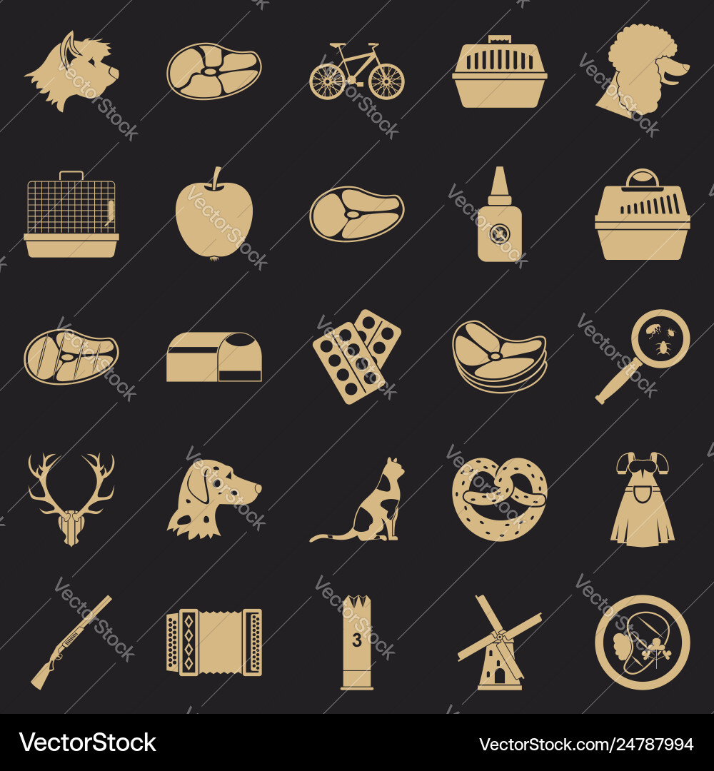 Hound icons set simple style Hound icons set simple style vector image