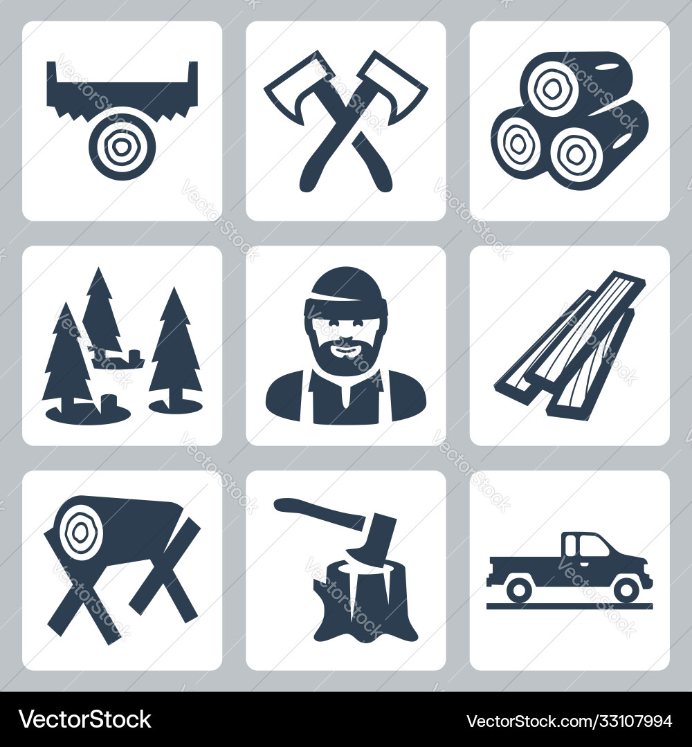 Lumberjack Icon Set Royalty Free Vector Image - VectorStock