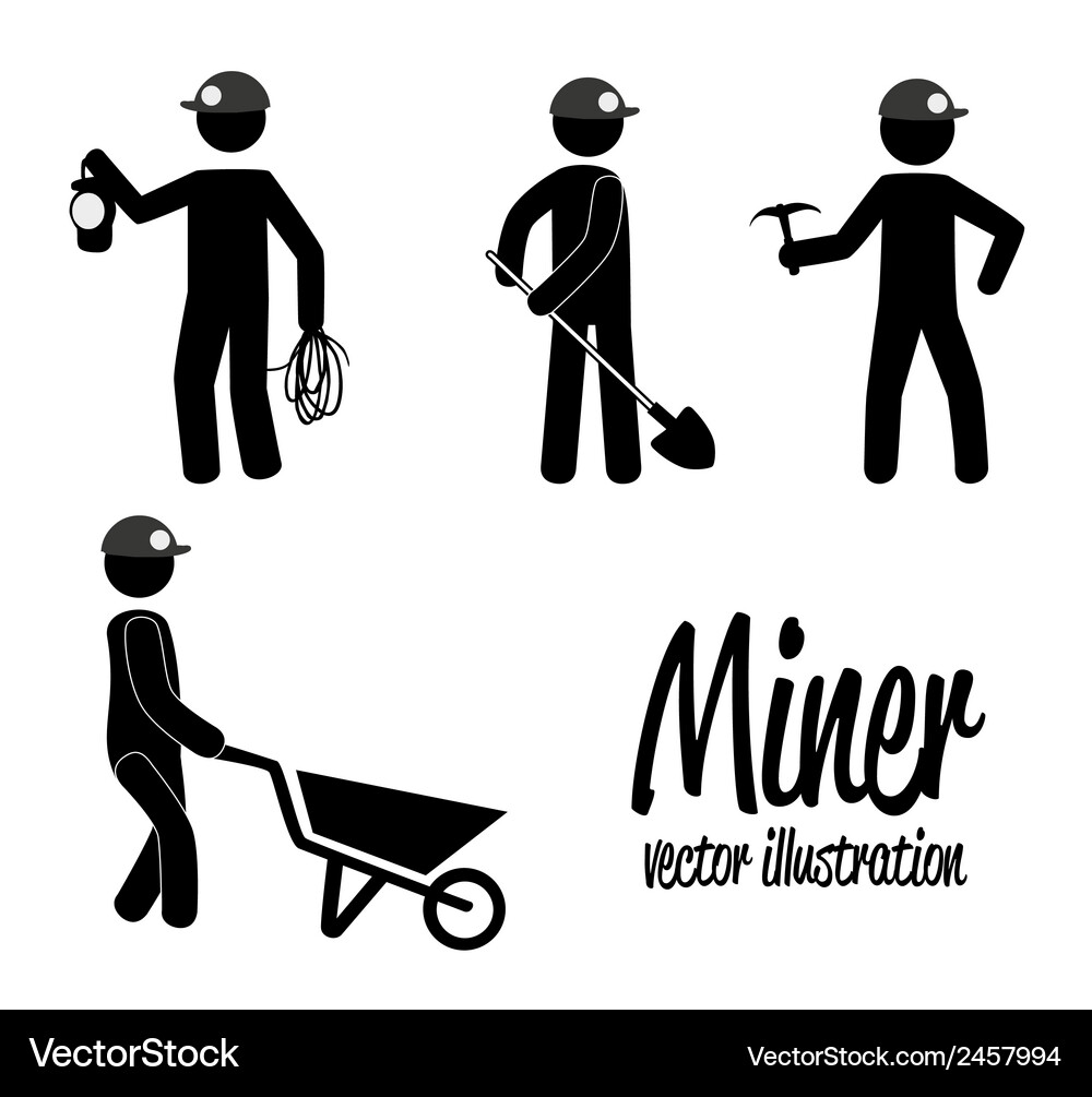 Miner Icon Set - Mining Concept Vector Image