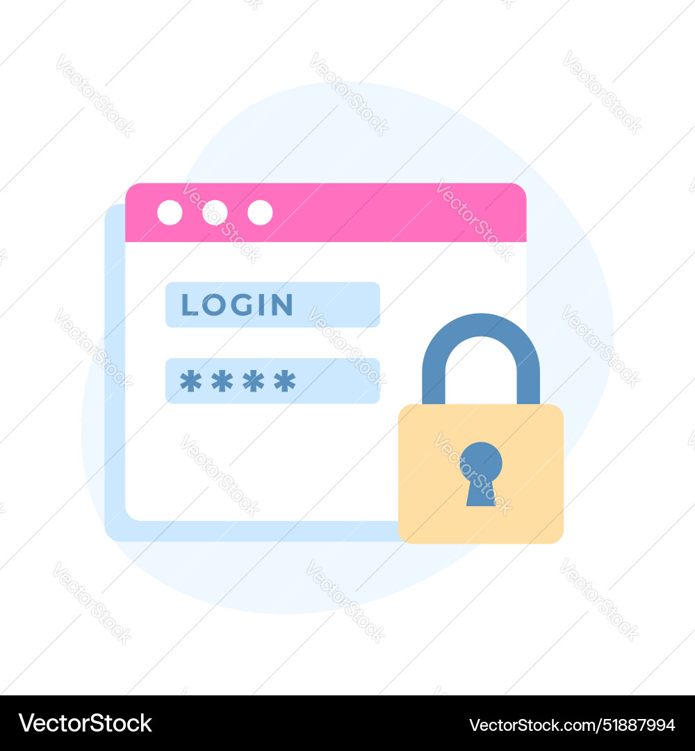 Padlock on website with password is showing vector image