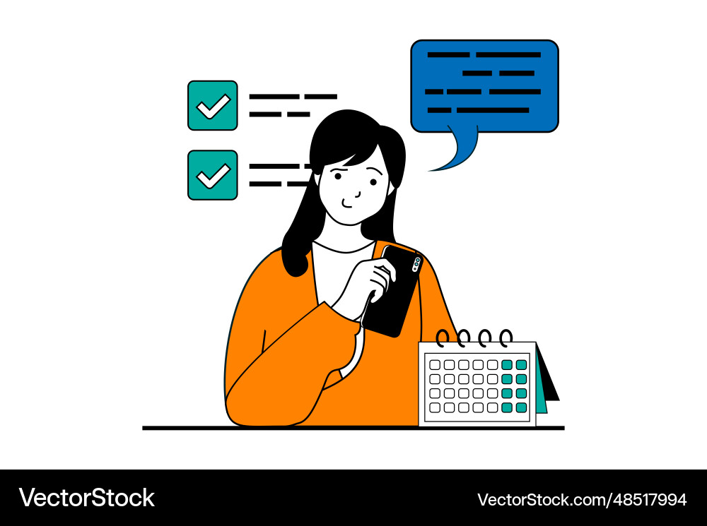 Productivity workplace concept with people scene vector image