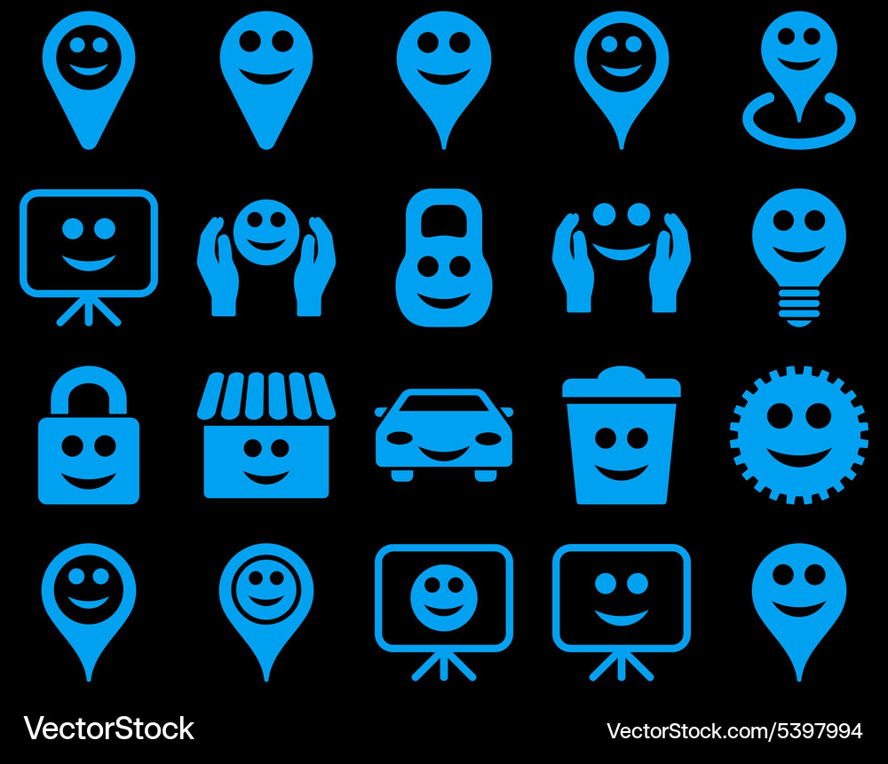 Tools options smiles objects icons Vector Image