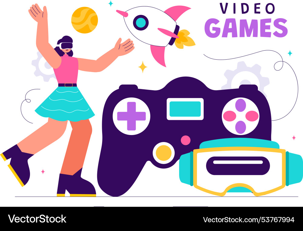 Video games with programmers playing gamepad Vector Image
