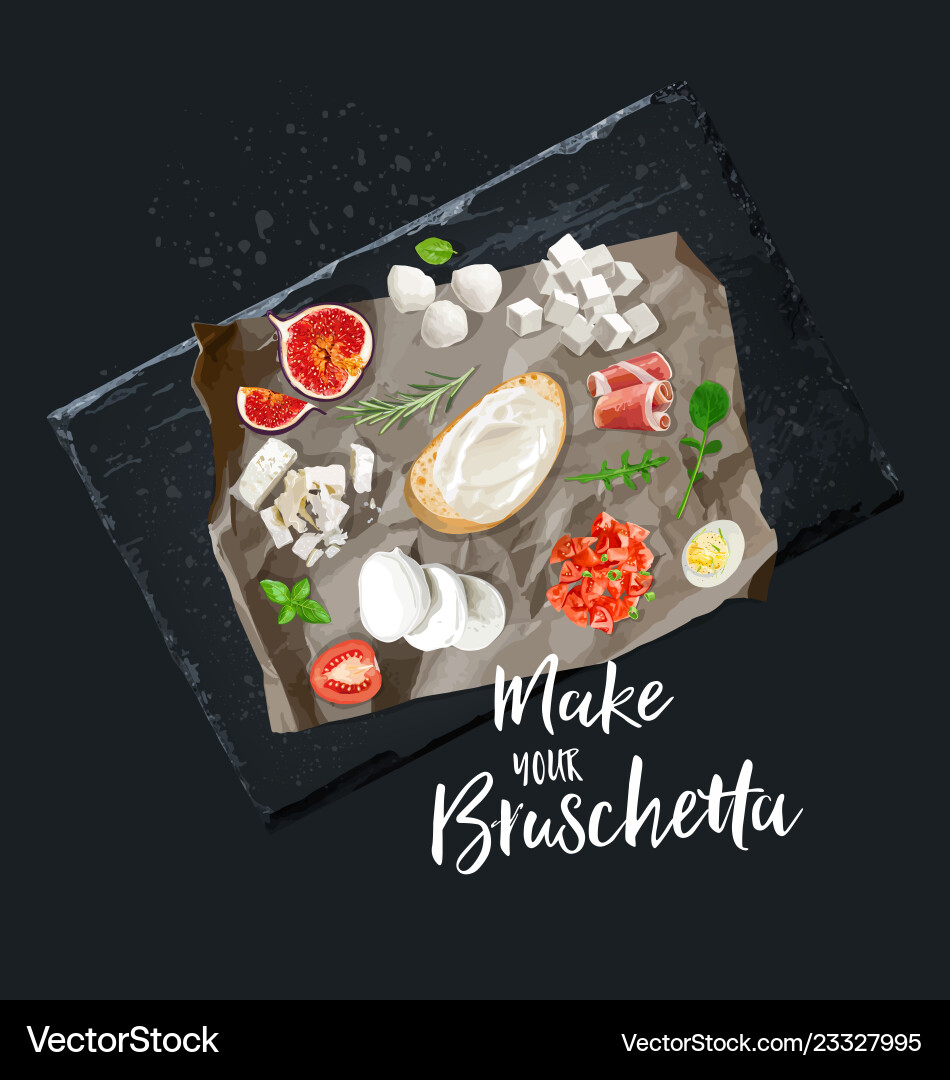 Bruschetta Ingredients Ready Vector Image