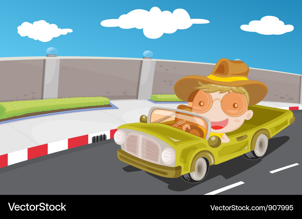 Driving car on highway Vector Image