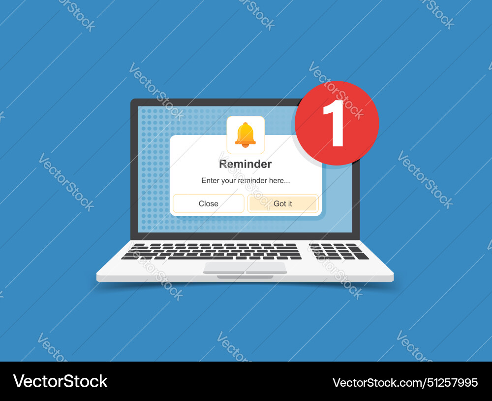 Laptop notification icon in flat style computer Laptop notification icon in flat style computer vector image