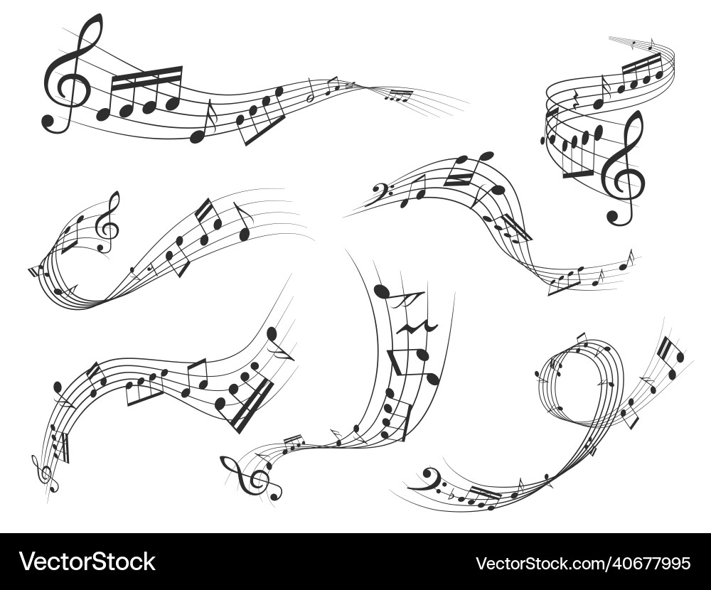 Musical Flow: Notes & Keys vector image