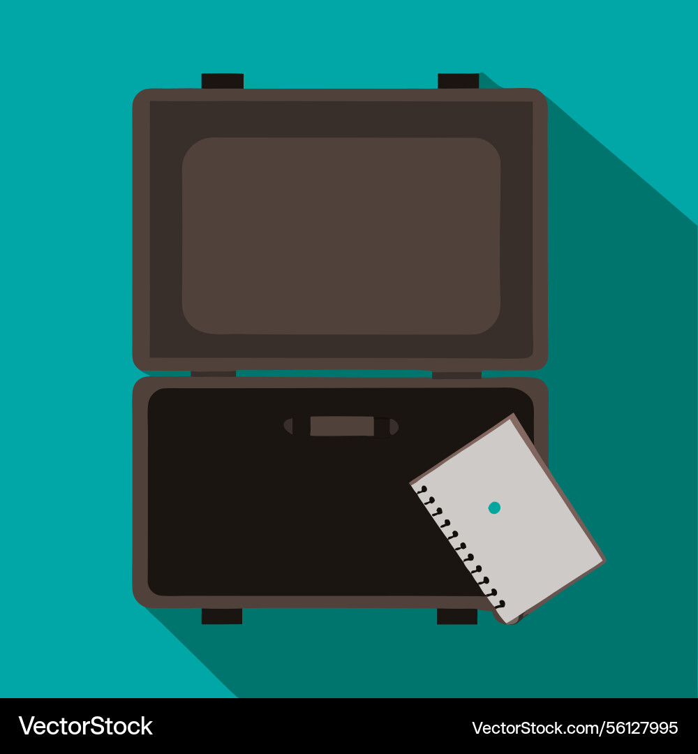Open suitcase with a spiral notebook inside Open suitcase with a spiral notebook inside vector image