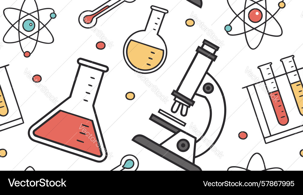 Science lab elements seamless pattern background Vector Image