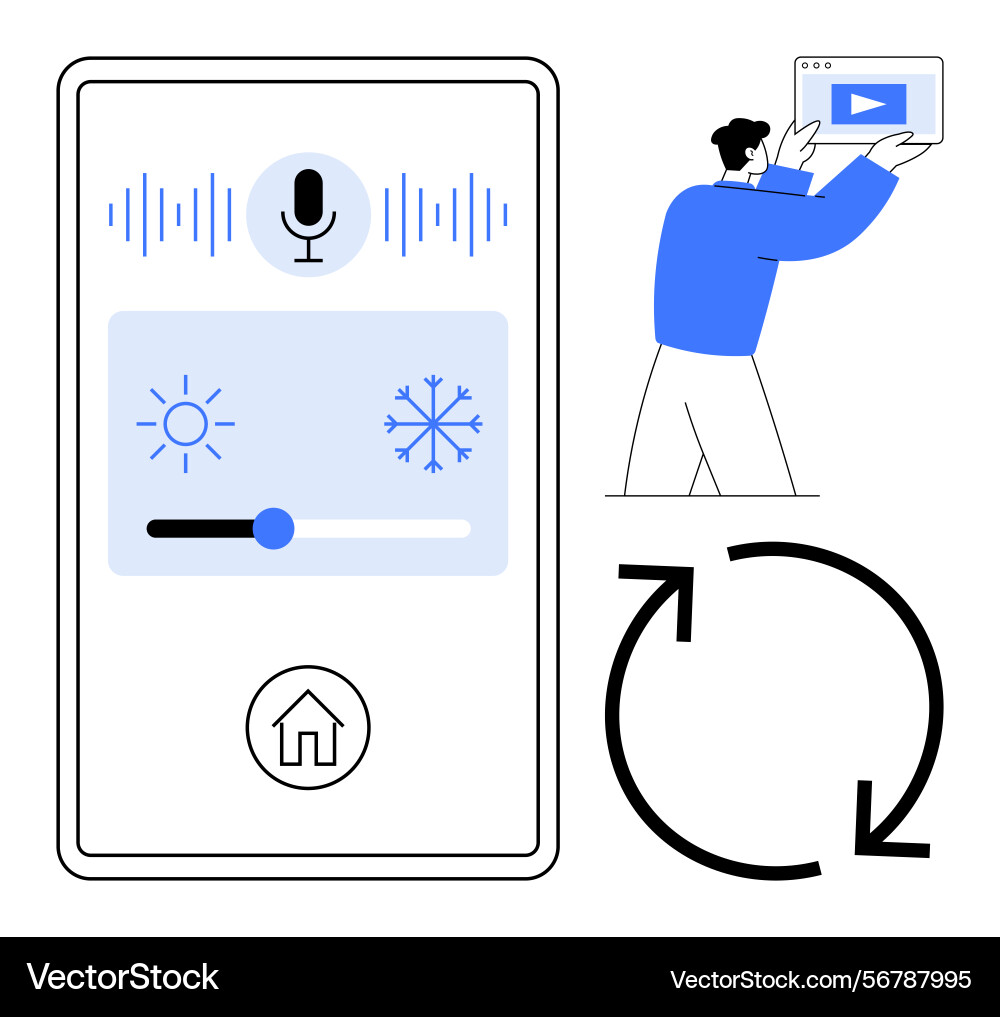 Smart home control panel with voice command Smart home control panel with voice command vector image