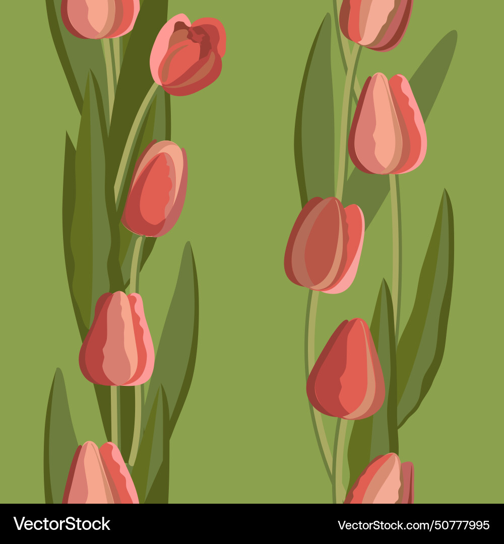 Vintage tulip seamless pattern of bright flowers Vintage tulip seamless pattern of bright flowers vector image