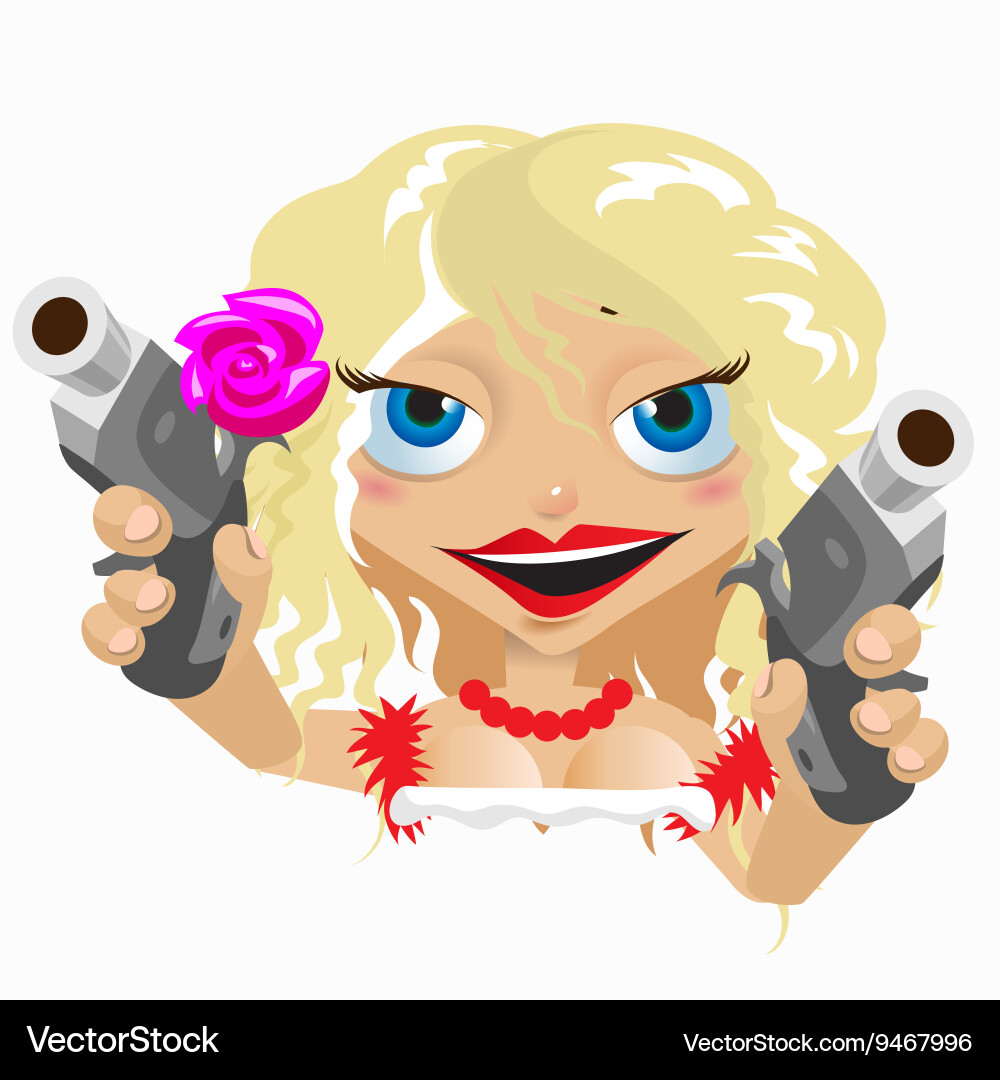 Beauty girl with guns in wild west Vector Image