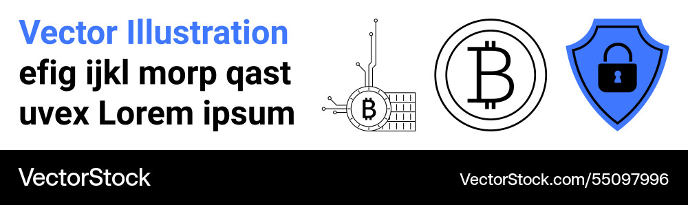 Bitcoin technology and security shield with text Bitcoin technology and security shield with text vector image