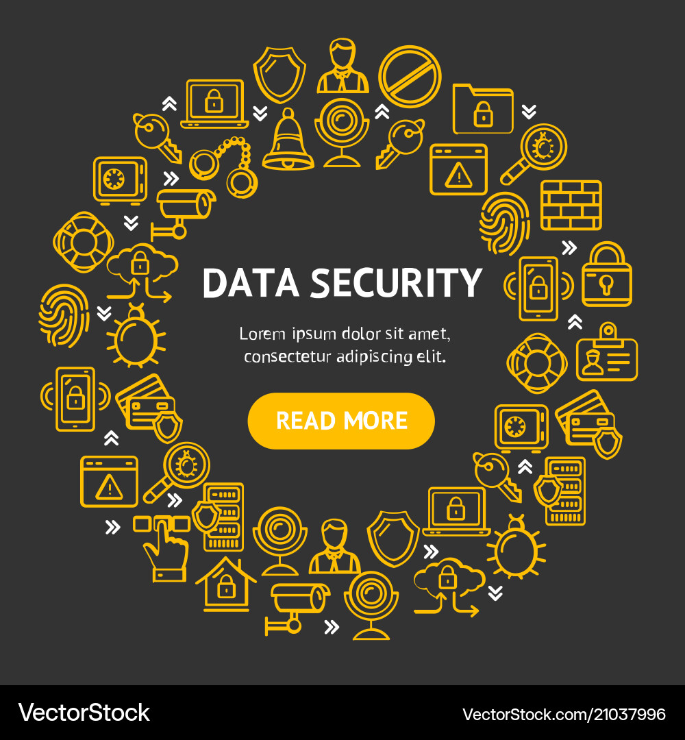 Data Security Round Icons vector image