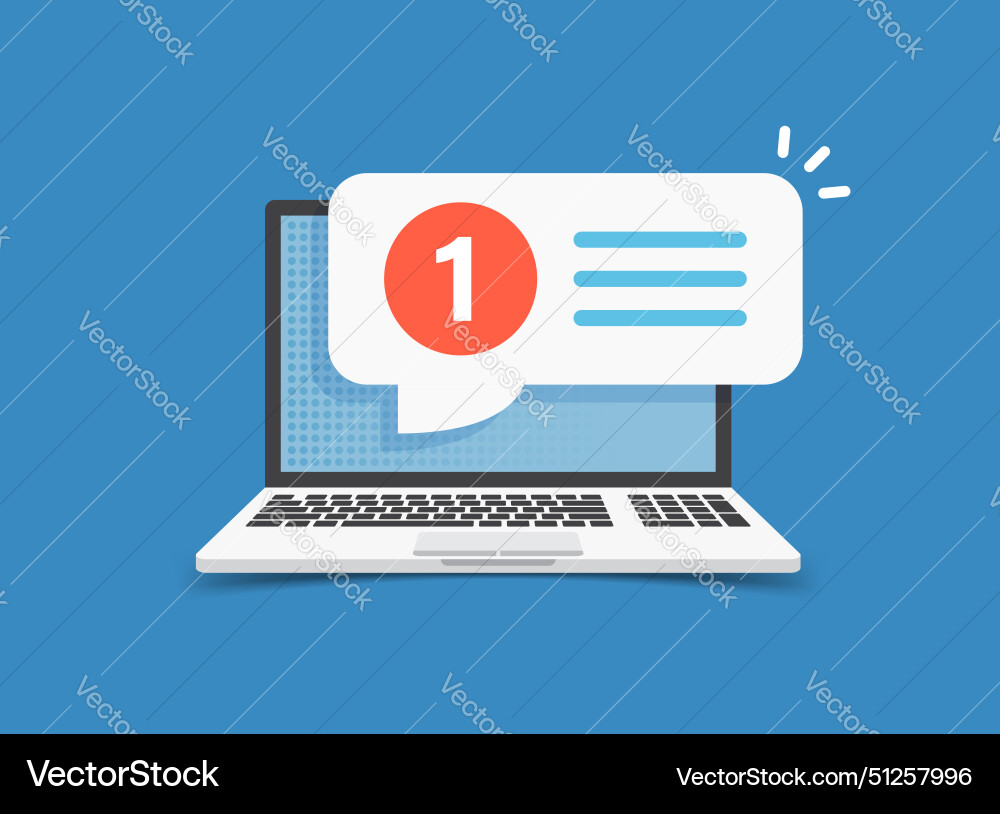 Laptop notification icon in flat style computer Laptop notification icon in flat style computer vector image
