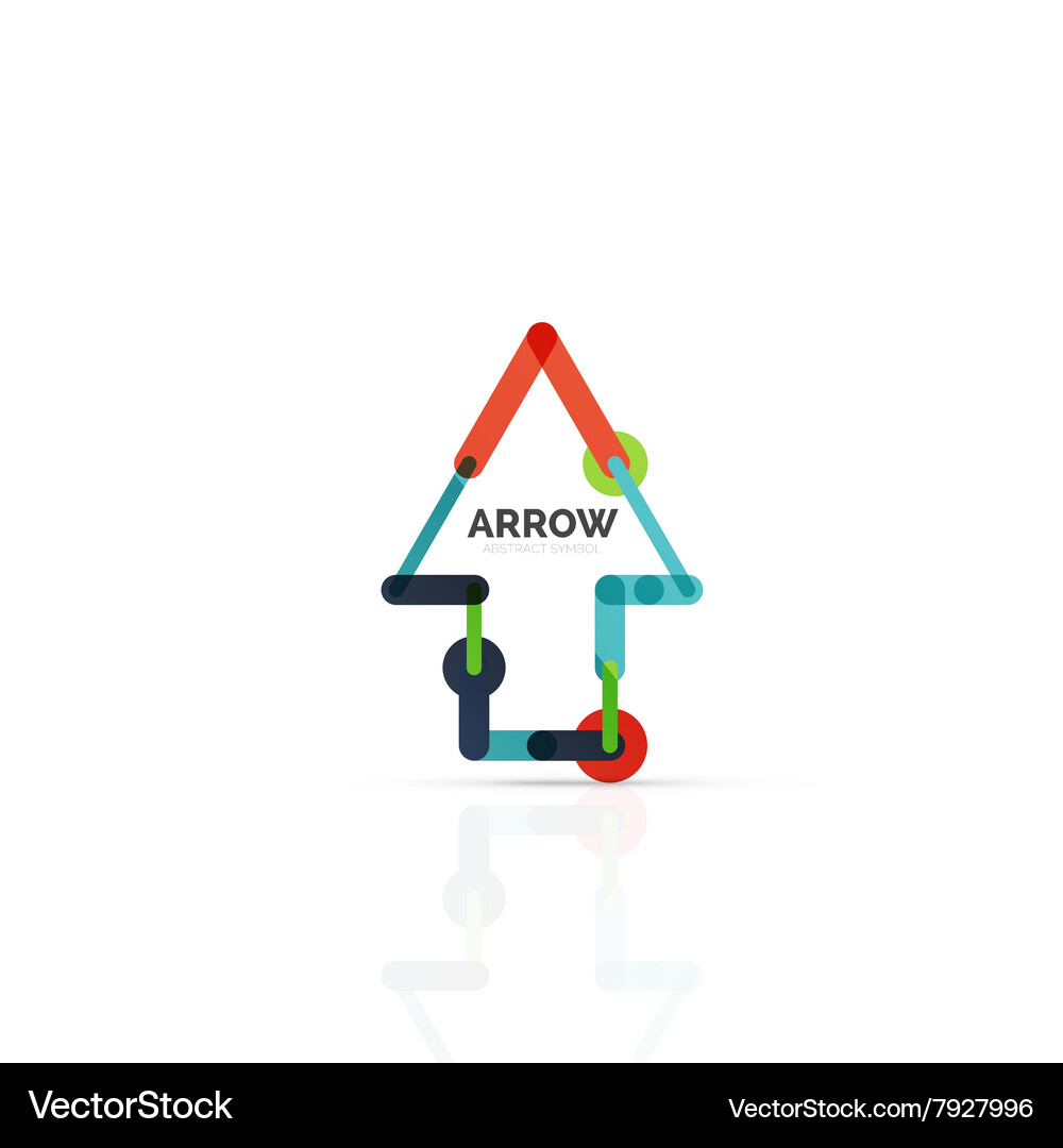 Linear arrow abstract logo connected multicolored Vector Image