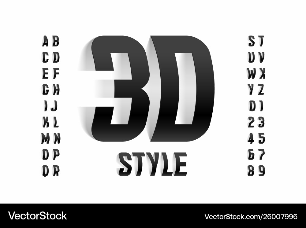 Three-dimensional style font design 3d alphabet Vector Image
