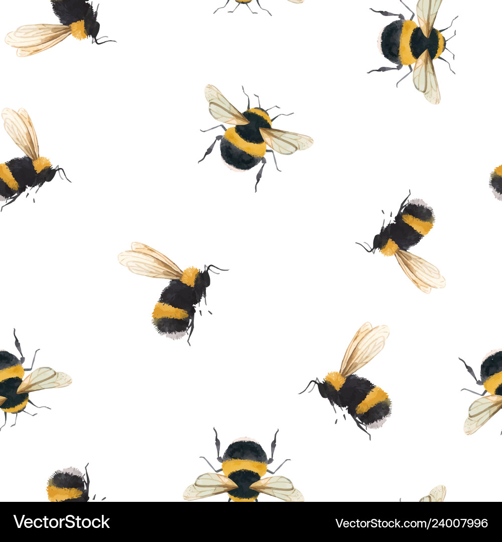 Watercolor Bumblebee Pattern vector image