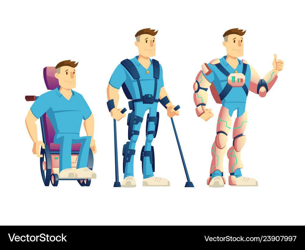 Exoskeletons for disabled people cartoon Exoskeletons for disabled people cartoon vector image