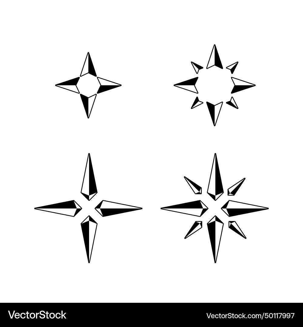 Four simple compass silhouettes Four simple compass silhouettes vector image