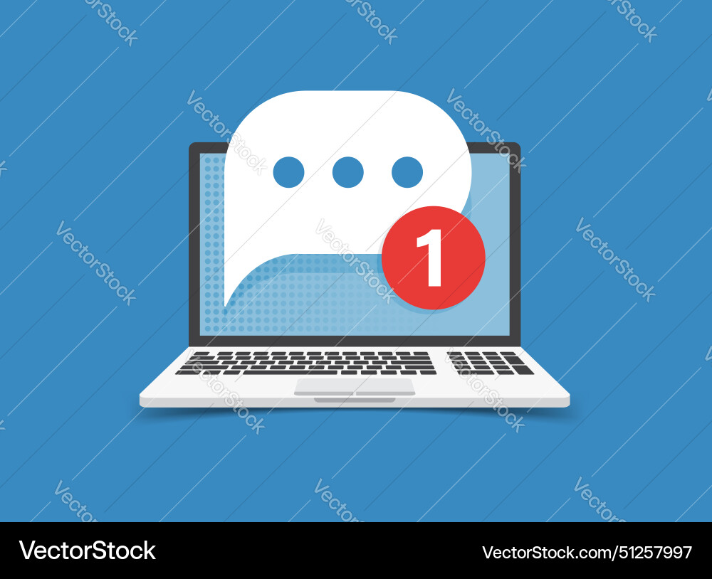 Laptop notification icon in flat style computer Laptop notification icon in flat style computer vector image