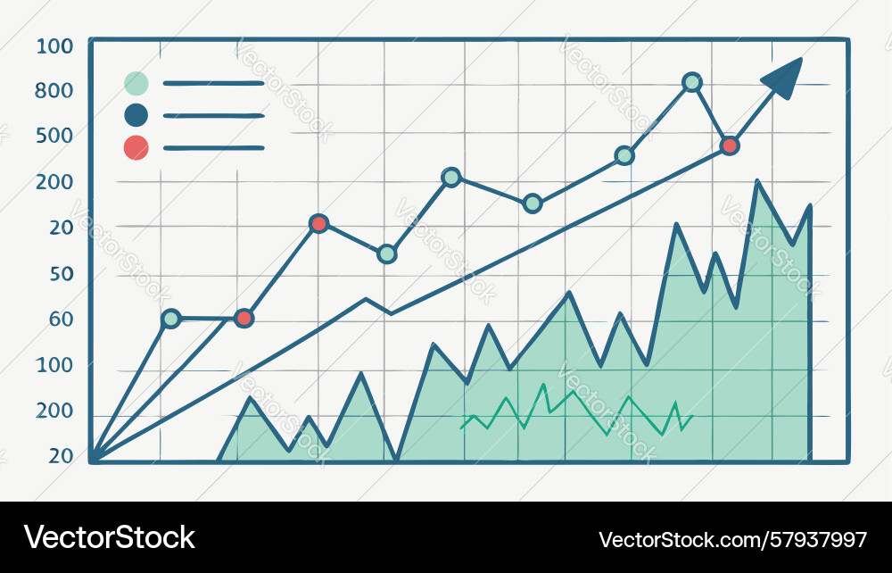 Multi-Line Data Trend Chart Vector Image