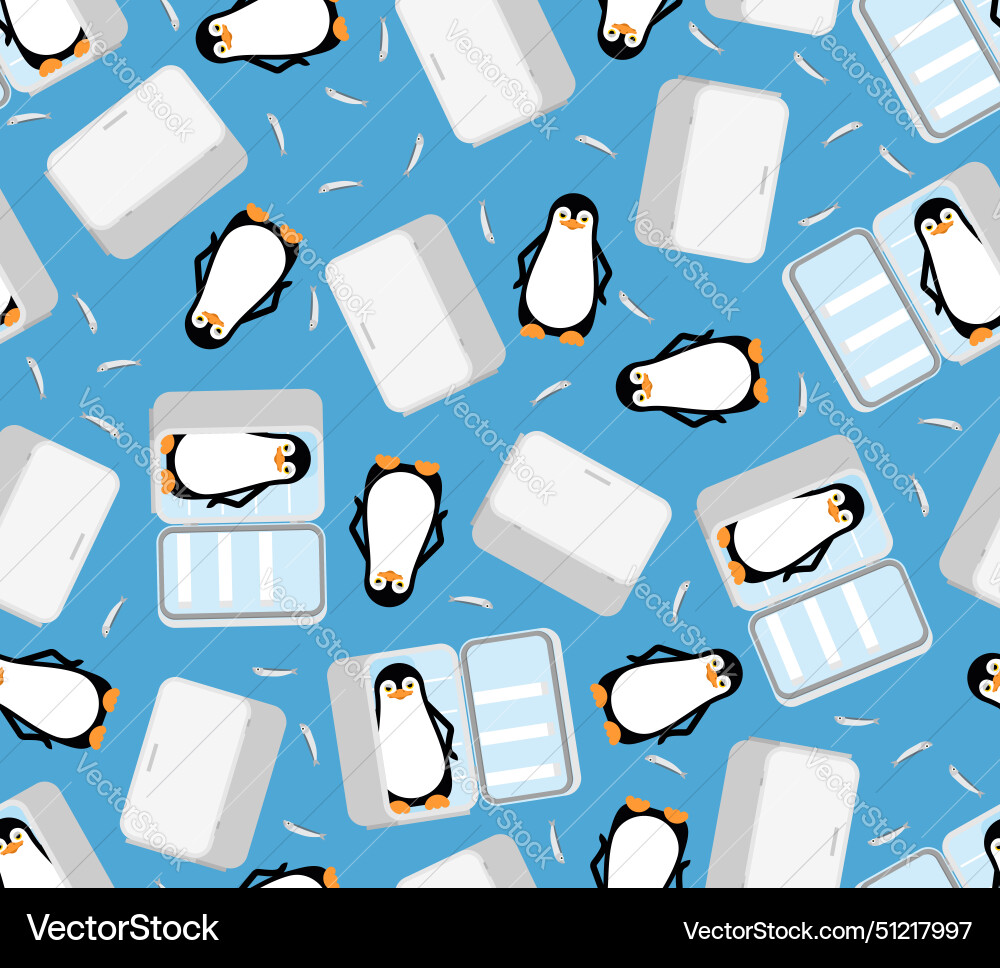 Penguin in fridge pattern seamless flightless Penguin in fridge pattern seamless flightless vector image