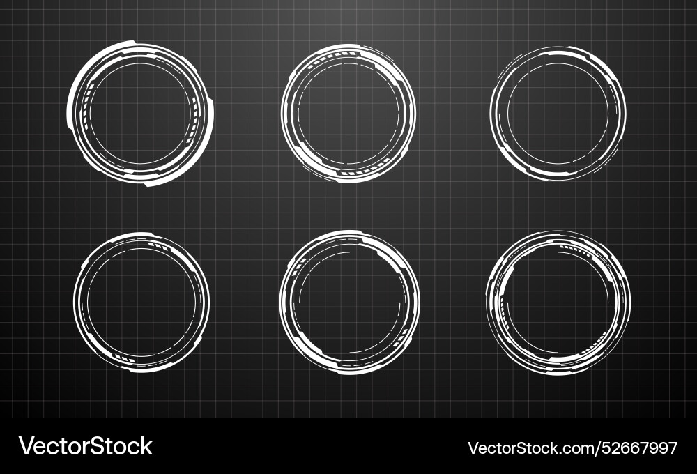 Set of sci fi white circle user interface Vector Image