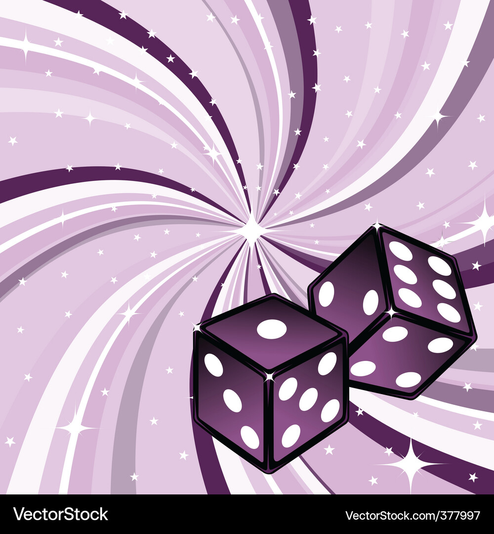 Shiny Dice on Violet Background Vector Image