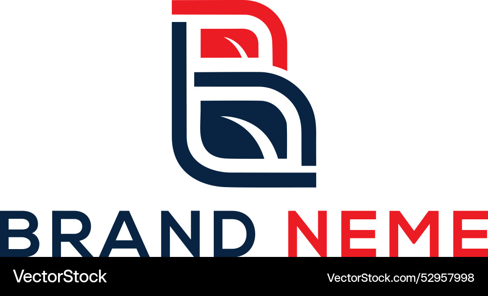 B leaf logo design letter initial Royalty Free Vector Image