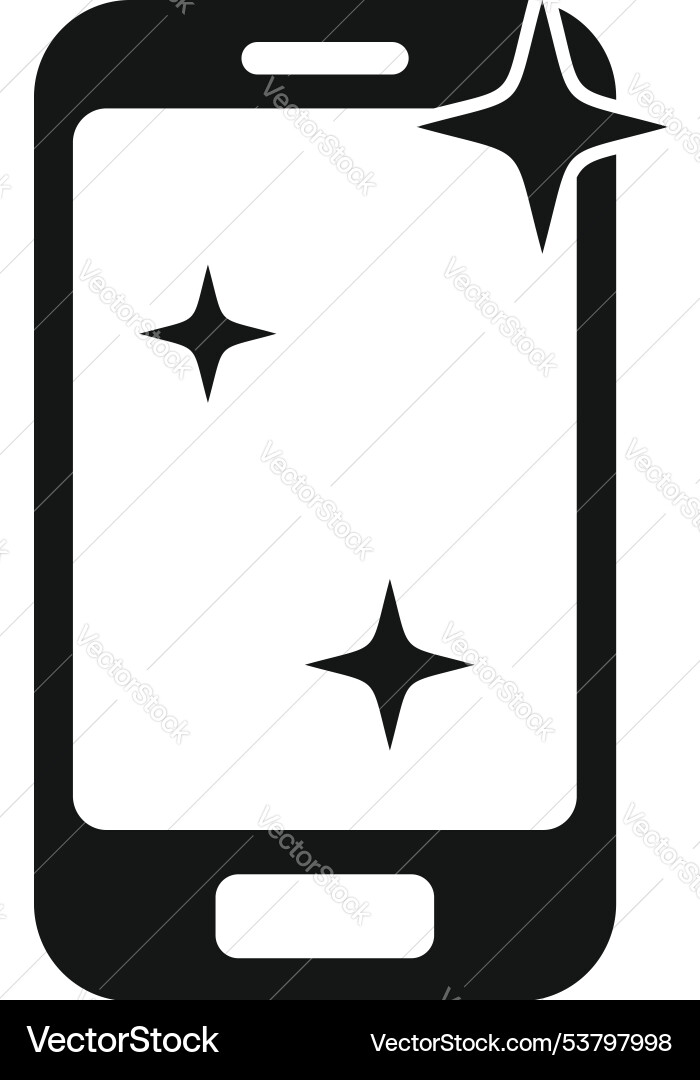 Clean smartphone display showing shining stars Clean smartphone display showing shining stars vector image