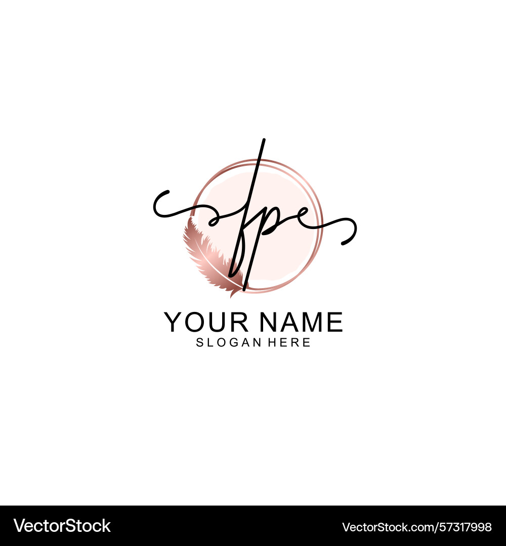 Handwritten fp initial logo with circle Handwritten fp initial logo with circle vector image