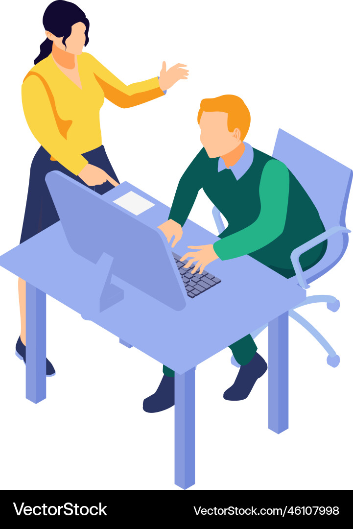 Isometric programmers brainstorm composition Isometric programmers brainstorm composition vector image
