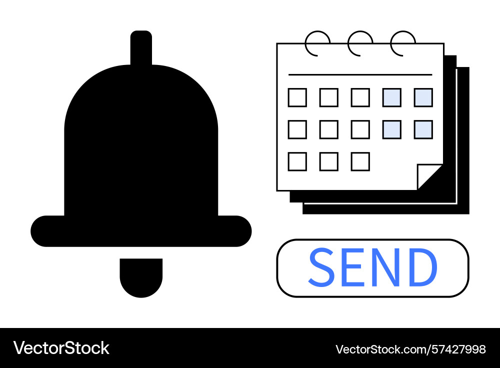 Notification bell calendar and send button Notification bell calendar and send button vector image