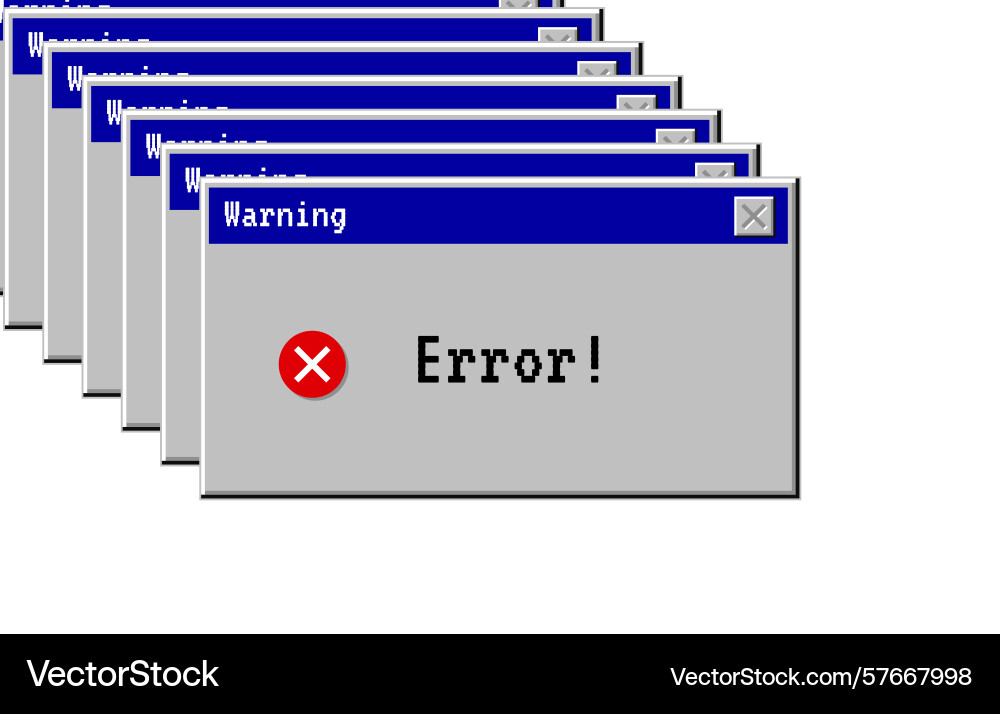 Retro system error popup window with pixel warning Retro system error popup window with pixel warning Vector Image