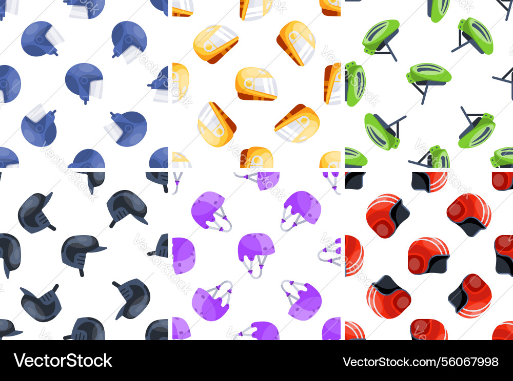 Seamless patterns with colorful helmets Vector Image