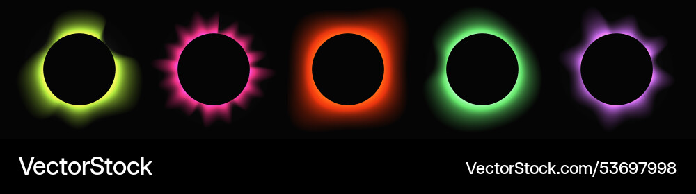 Set of circle illuminate light frames Set of circle illuminate light frames vector image