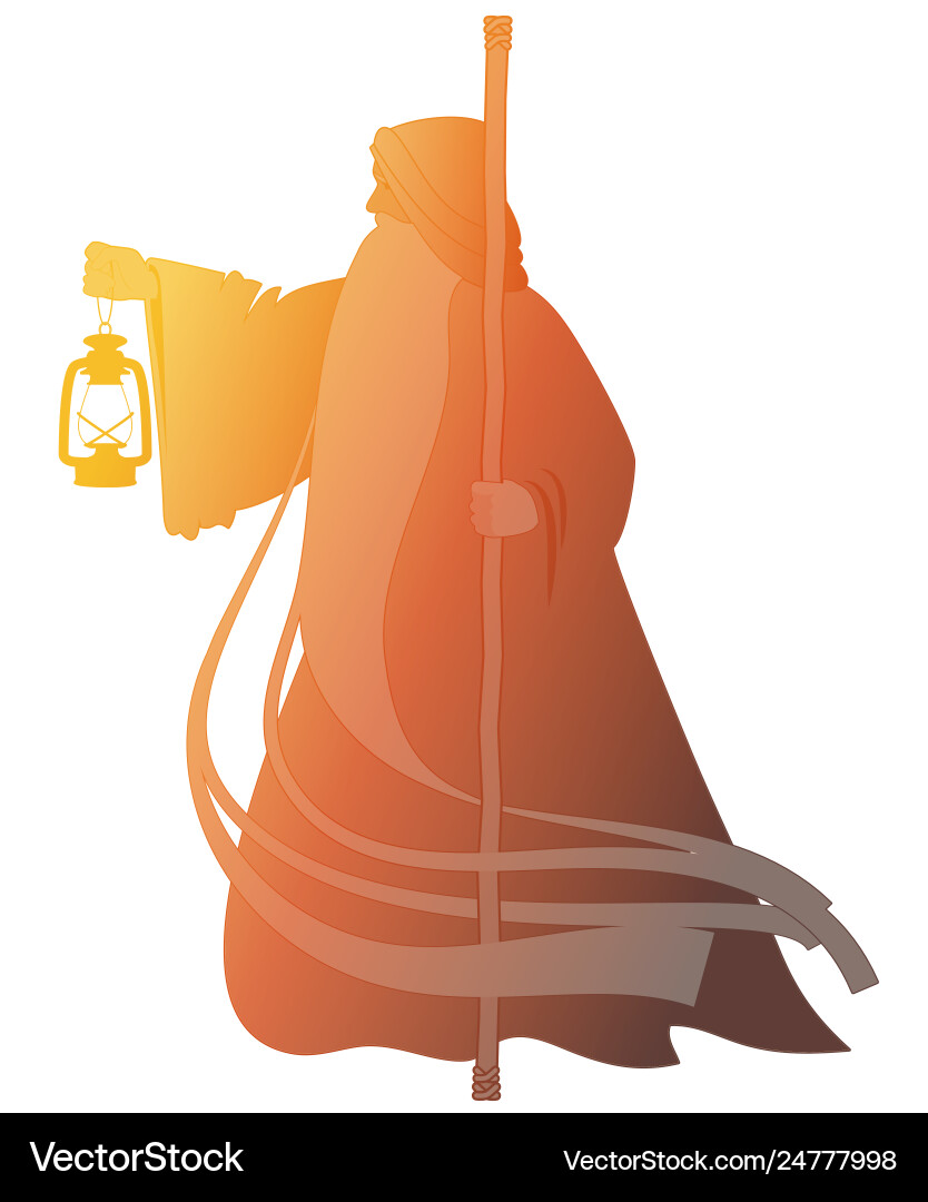 Silhouette old man with a long beard wearing vector image