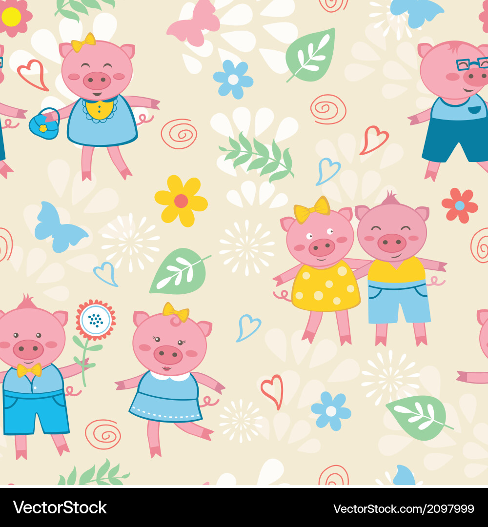 Colorful Pig Pattern Vector Image