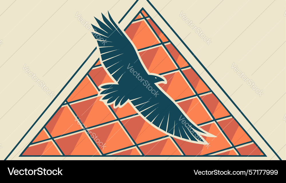 Eagle soaring within abstract triangle frame Vector Image