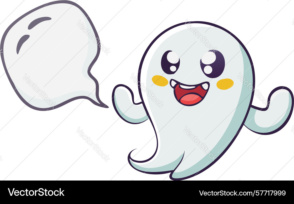 Friendly ghost with blank speech bubble design vector image