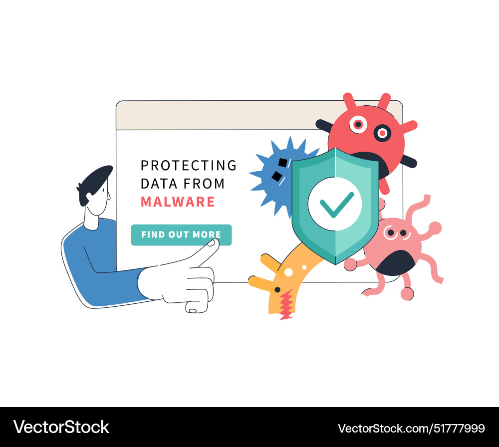 Protecting data from malware - modern flat Protecting data from malware - modern flat vector image