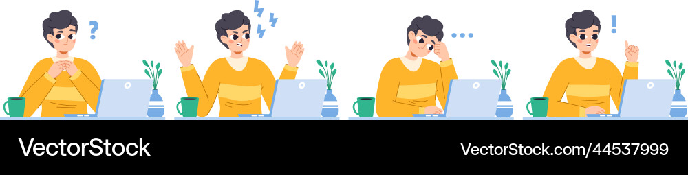 Teenager Solving Computer Problem Vector Image